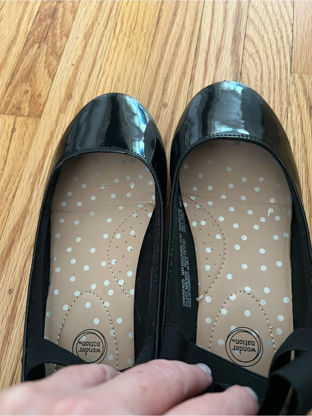 wonder nation Black Patent Crisscross Strap Flats